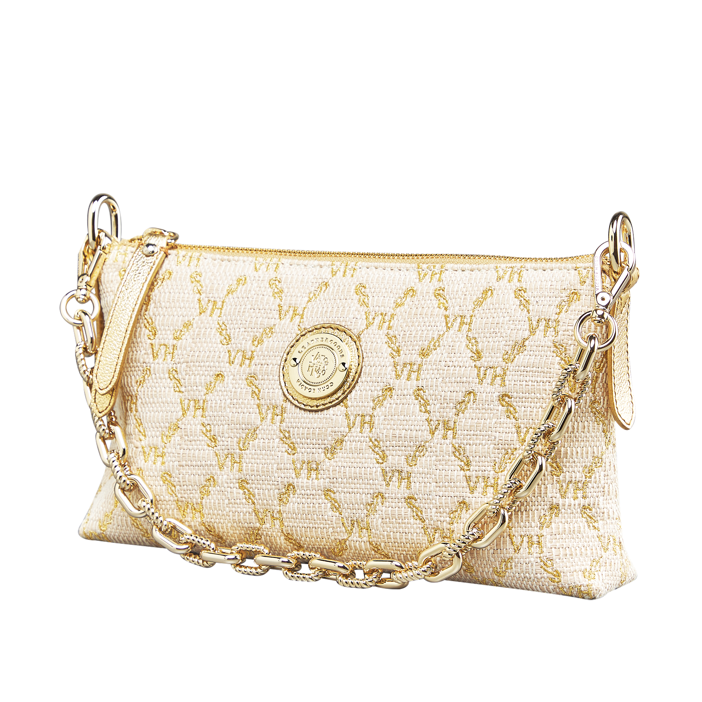 VICTOR HUGO - Bolsa Ada Catena Shoulder Ráfia Bordada Elos VH